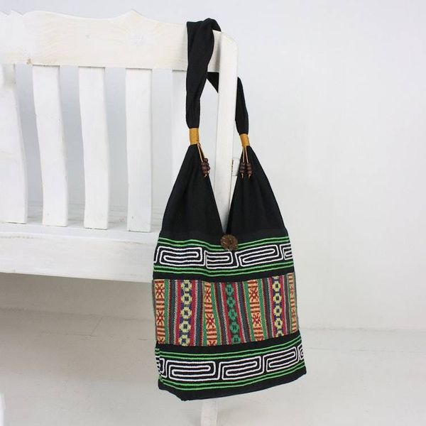 Alternate image for Embroidered Multicolored Cotton Shoulder Bag from Thailand Thai Hillside