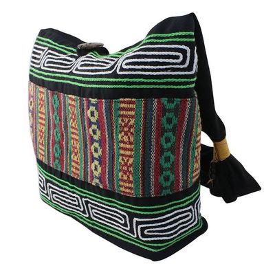 Alternate image for Embroidered Multicolored Cotton Shoulder Bag from Thailand Thai Hillside