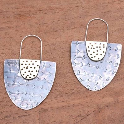 Alternate image for Modern Sterling Silver and Brass Hoop Earrings from Bali Ubud Rainbow