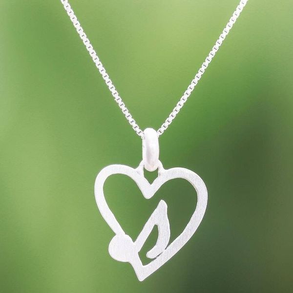 Alternate image for Music-Themed Sterling Silver Heart Pendant Necklace Music in the Heart