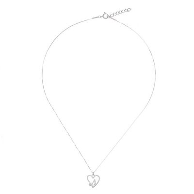 Alternate image for Music-Themed Sterling Silver Heart Pendant Necklace Music in the Heart
