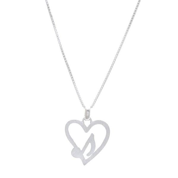 Alternate image for Music-Themed Sterling Silver Heart Pendant Necklace Music in the Heart