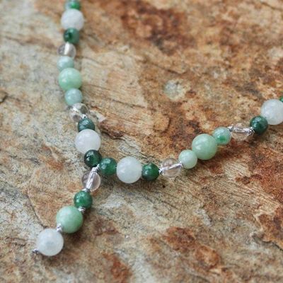 Primary image for Handcrafted Beaded Jade and Quartz Necklace Natural Beauty