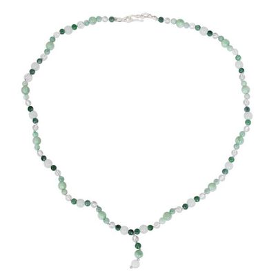 Alternate image for Handcrafted Beaded Jade and Quartz Necklace Natural Beauty