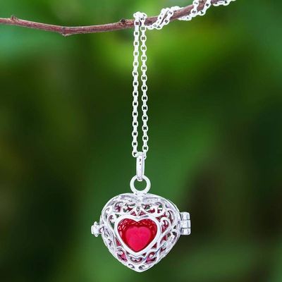 Primary image for Ringing Sterling Silver Heart Motif Pendant Necklace Ringing Heart