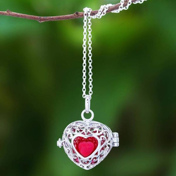 Alternate image for Ringing Sterling Silver Heart Motif Pendant Necklace Ringing Heart