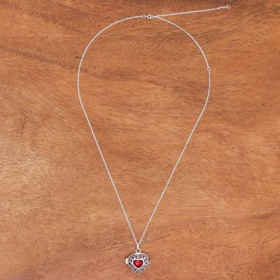 Alternate image for Ringing Sterling Silver Heart Motif Pendant Necklace Ringing Heart
