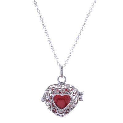 Alternate image for Ringing Sterling Silver Heart Motif Pendant Necklace Ringing Heart