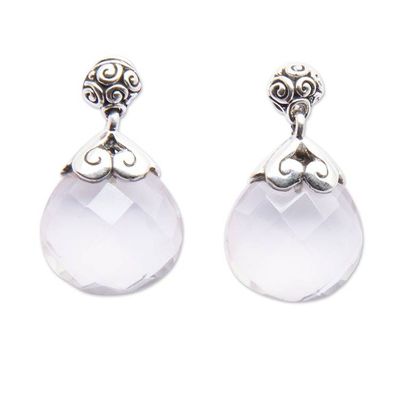 Alternate image for Drop-Shaped 13-Carat Rose Quartz Dangle Earrings Romance Drop