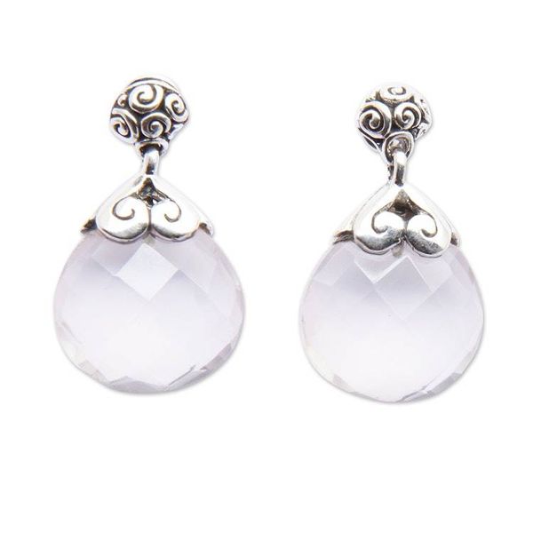 Alternate image for Drop-Shaped 13-Carat Rose Quartz Dangle Earrings Romance Drop