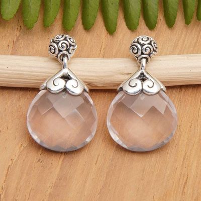 Alternate image for Drop-Shaped 13-Carat Rose Quartz Dangle Earrings Romance Drop