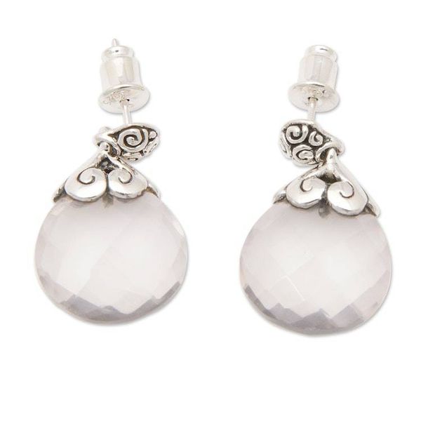 Alternate image for Drop-Shaped 13-Carat Rose Quartz Dangle Earrings Romance Drop