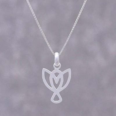 Alternate image for Sterling Silver Bird Pendant Necklace from Thailand Gleaming Bird