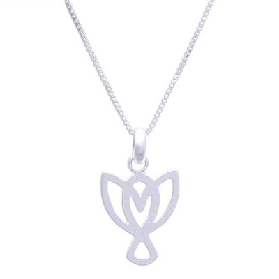 Alternate image for Sterling Silver Bird Pendant Necklace from Thailand Gleaming Bird