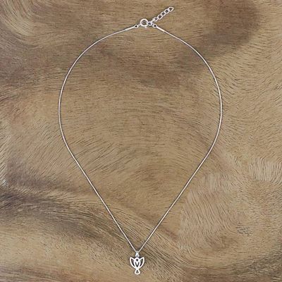 Alternate image for Sterling Silver Bird Pendant Necklace from Thailand Gleaming Bird