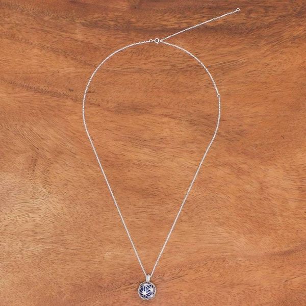 Alternate image for Ringing Bell Sterling Silver Pendant Necklace in Blue Winter Orb