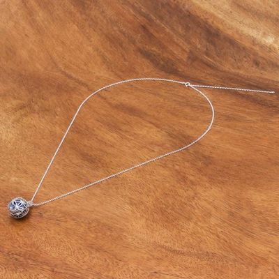 Alternate image for Ringing Bell Sterling Silver Pendant Necklace in Blue Winter Orb