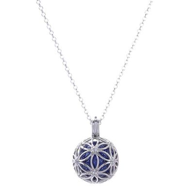 Alternate image for Ringing Bell Sterling Silver Pendant Necklace in Blue Winter Orb