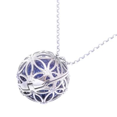 Alternate image for Ringing Bell Sterling Silver Pendant Necklace in Blue Winter Orb