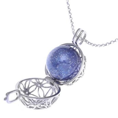 Alternate image for Ringing Bell Sterling Silver Pendant Necklace in Blue Winter Orb