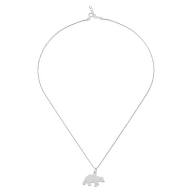 Alternate image for Bear Pendant Necklace in Sterling Silver Origami Bear