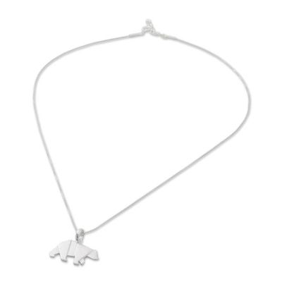 Alternate image for Bear Pendant Necklace in Sterling Silver Origami Bear
