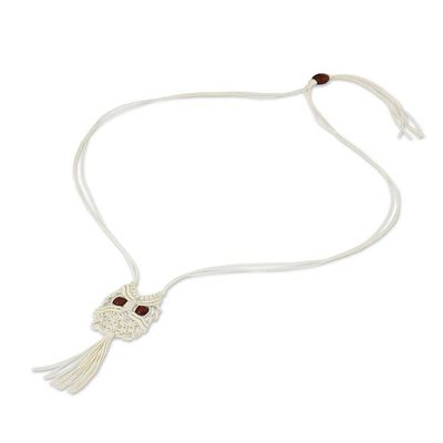 Alternate image for Handcrafted Thai Macrame Bird necklace White Owl