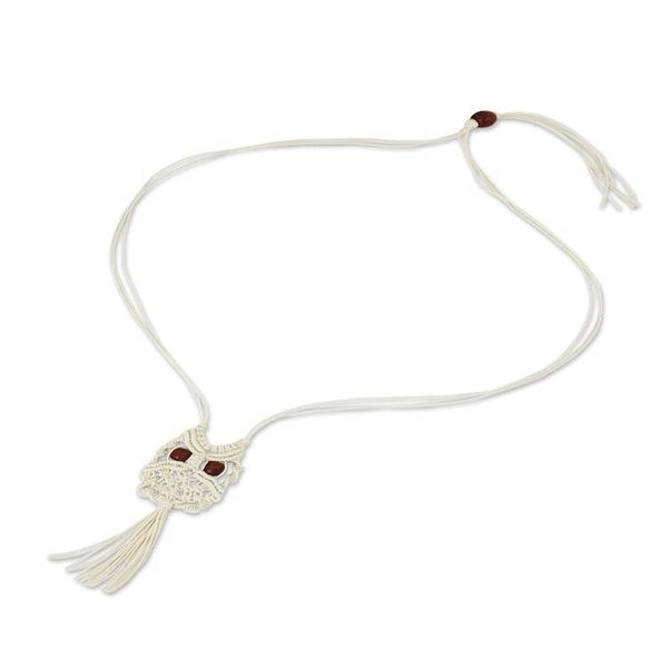 Alternate image for Handcrafted Thai Macrame Bird necklace White Owl