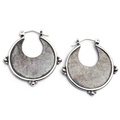Alternate image for Modern Hammered-Finished Copper and Silver Hoop Earrings Caretaker of Elegance