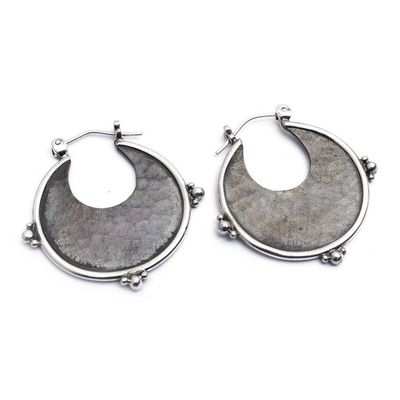 Alternate image for Modern Hammered-Finished Copper and Silver Hoop Earrings Caretaker of Elegance