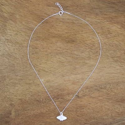 Alternate image for Sterling Silver Stingray Pendant Necklace from Thailand Glimmering Stingray