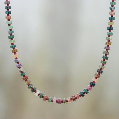 Alternate image for Hand Crafted Jasper and Glass Beaded Necklace Earth Hour
