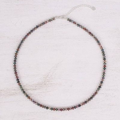 Alternate image for Hand Crafted Jasper and Glass Beaded Necklace Earth Hour