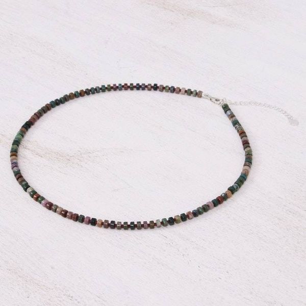 Alternate image for Hand Crafted Jasper and Glass Beaded Necklace Earth Hour