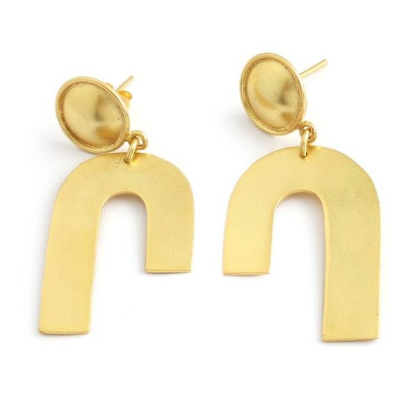 Alternate image for Modern Asymmetrical 18k Gold-Plated Brass Dangle Earrings Contemporary Radiance