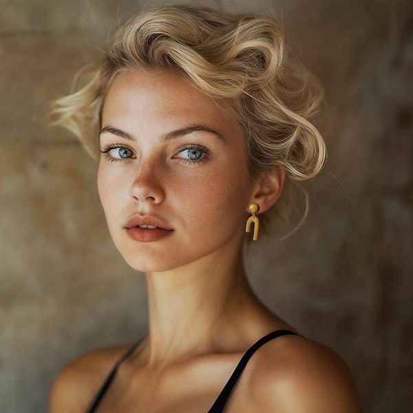 Alternate image for Modern Asymmetrical 18k Gold-Plated Brass Dangle Earrings Contemporary Radiance