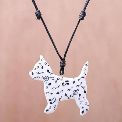 Primary image for Music-Themed Ceramic Dog Pendant Necklace from Thailand Dog Melody
