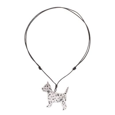 Alternate image for Music-Themed Ceramic Dog Pendant Necklace from Thailand Dog Melody