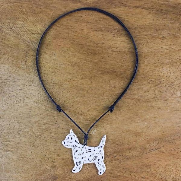 Alternate image for Music-Themed Ceramic Dog Pendant Necklace from Thailand Dog Melody