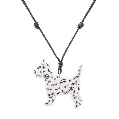 Alternate image for Music-Themed Ceramic Dog Pendant Necklace from Thailand Dog Melody