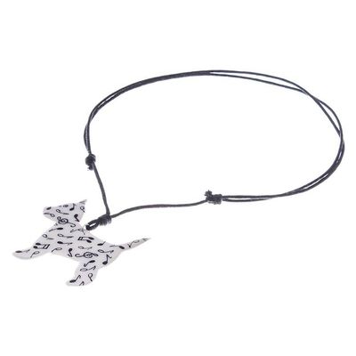 Alternate image for Music-Themed Ceramic Dog Pendant Necklace from Thailand Dog Melody