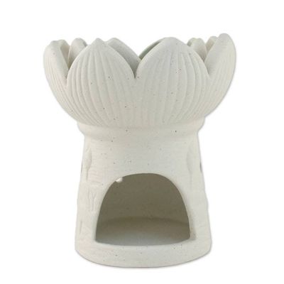 Alternate image for Ceramic Natural White Lotus Flower Oil Warmer Fragrant Lotus in White