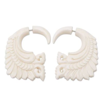 Alternate image for Hand-Carved Wing Drop Earrings from Bali Heaven Wings