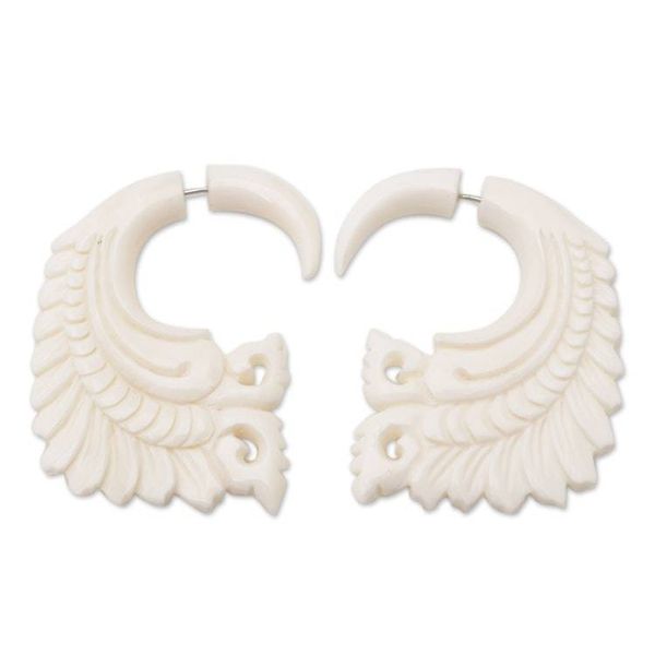 Alternate image for Hand-Carved Wing Drop Earrings from Bali Heaven Wings