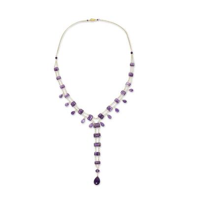Alternate image for Amethyst and Gold Plated Silver Y-Necklace from Thailand Purple Princess