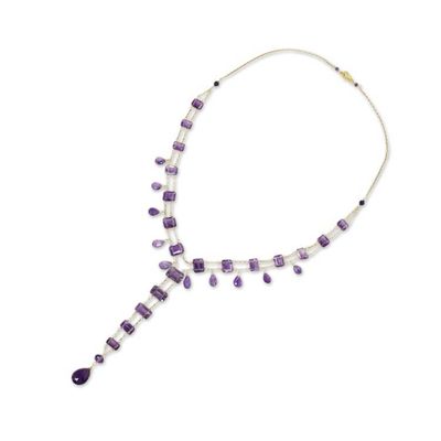 Alternate image for Amethyst and Gold Plated Silver Y-Necklace from Thailand Purple Princess
