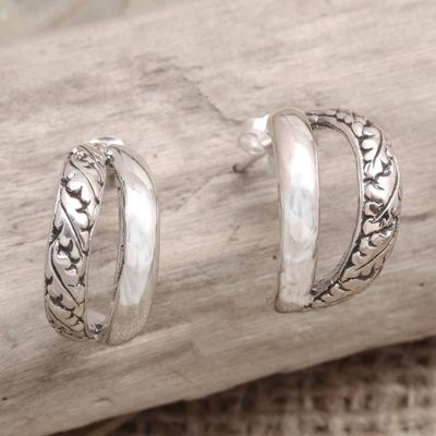 Alternate image for Sterling Silver Leaf-Motif Drop Earrings Leaf Curl
