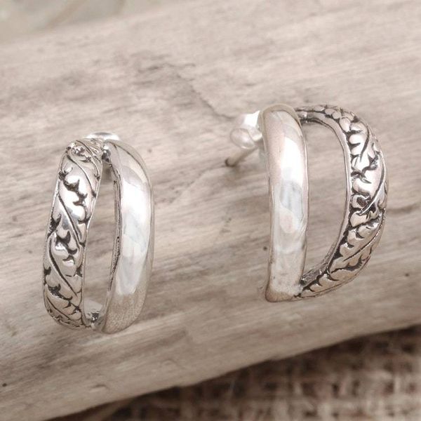 Alternate image for Sterling Silver Leaf-Motif Drop Earrings Leaf Curl