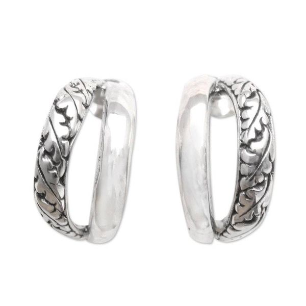Alternate image for Sterling Silver Leaf-Motif Drop Earrings Leaf Curl