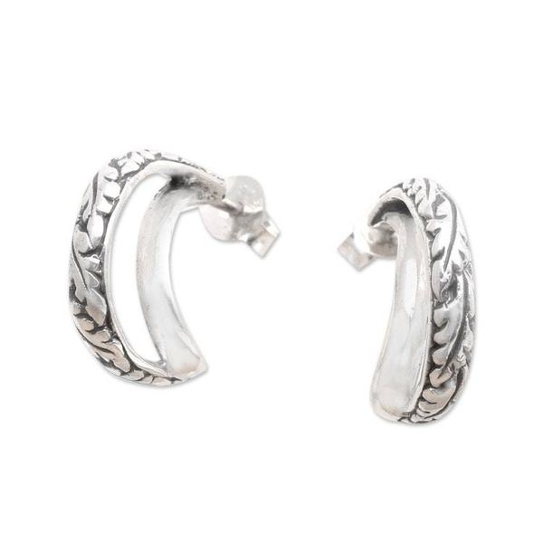 Alternate image for Sterling Silver Leaf-Motif Drop Earrings Leaf Curl